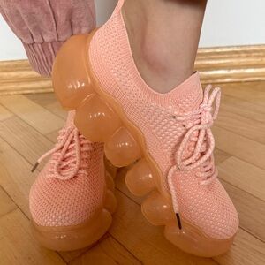 Women's Peach Bubble Sole Sneakers